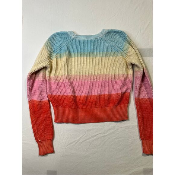 White + Warren Recycled Cotton Textured Rainbow Crewneck Sweater in Rainbow Stri - Picture 7 of 8